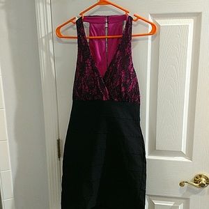 Black dress with pink underlay